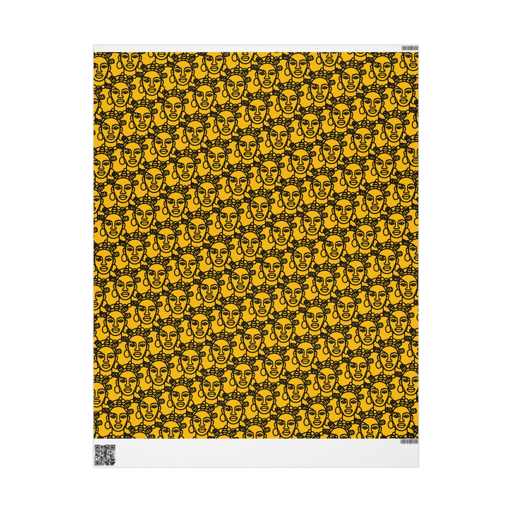 Bantu Crown - Yellow -Wrapping Paper, Holiday Gift Wrap
