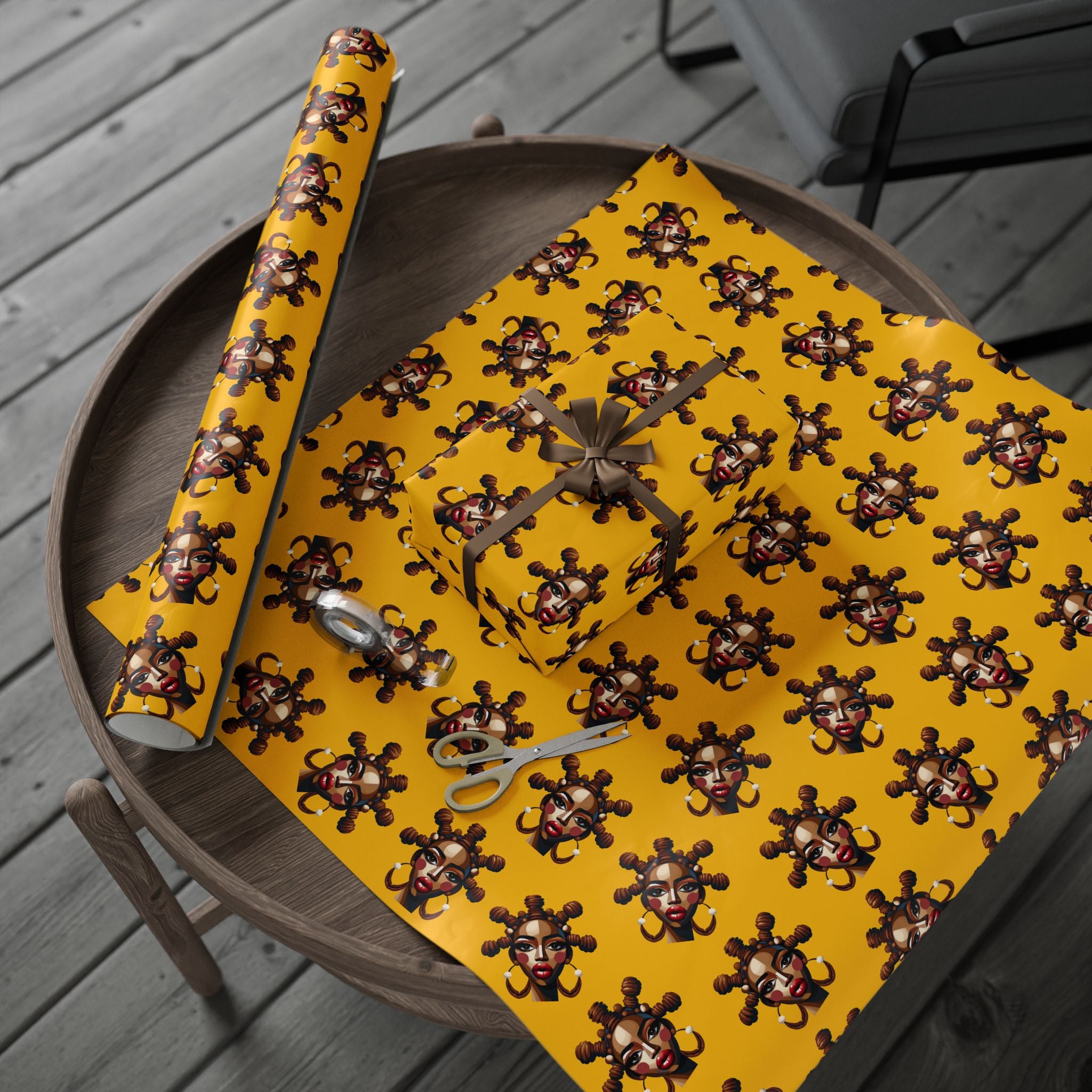 'Bantu' Yellow Gift Wrapping Paper Roll