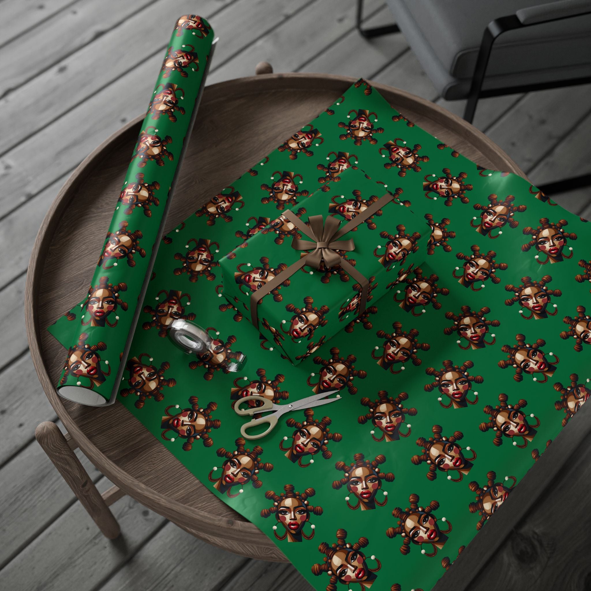'Bantu' Green Gift Wrapping Paper Roll
