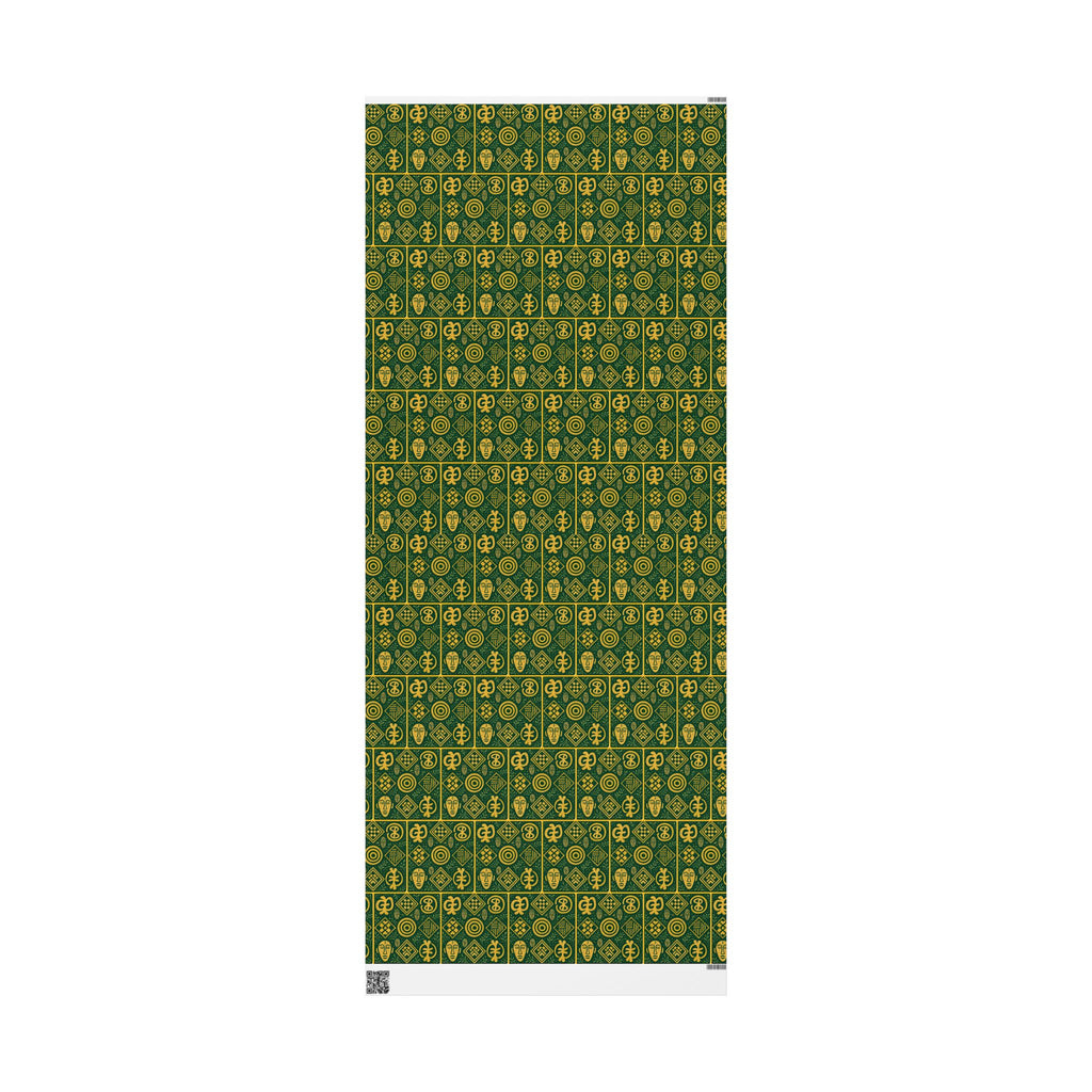 Green and Gold Adinkra Printed Wrapping Paper