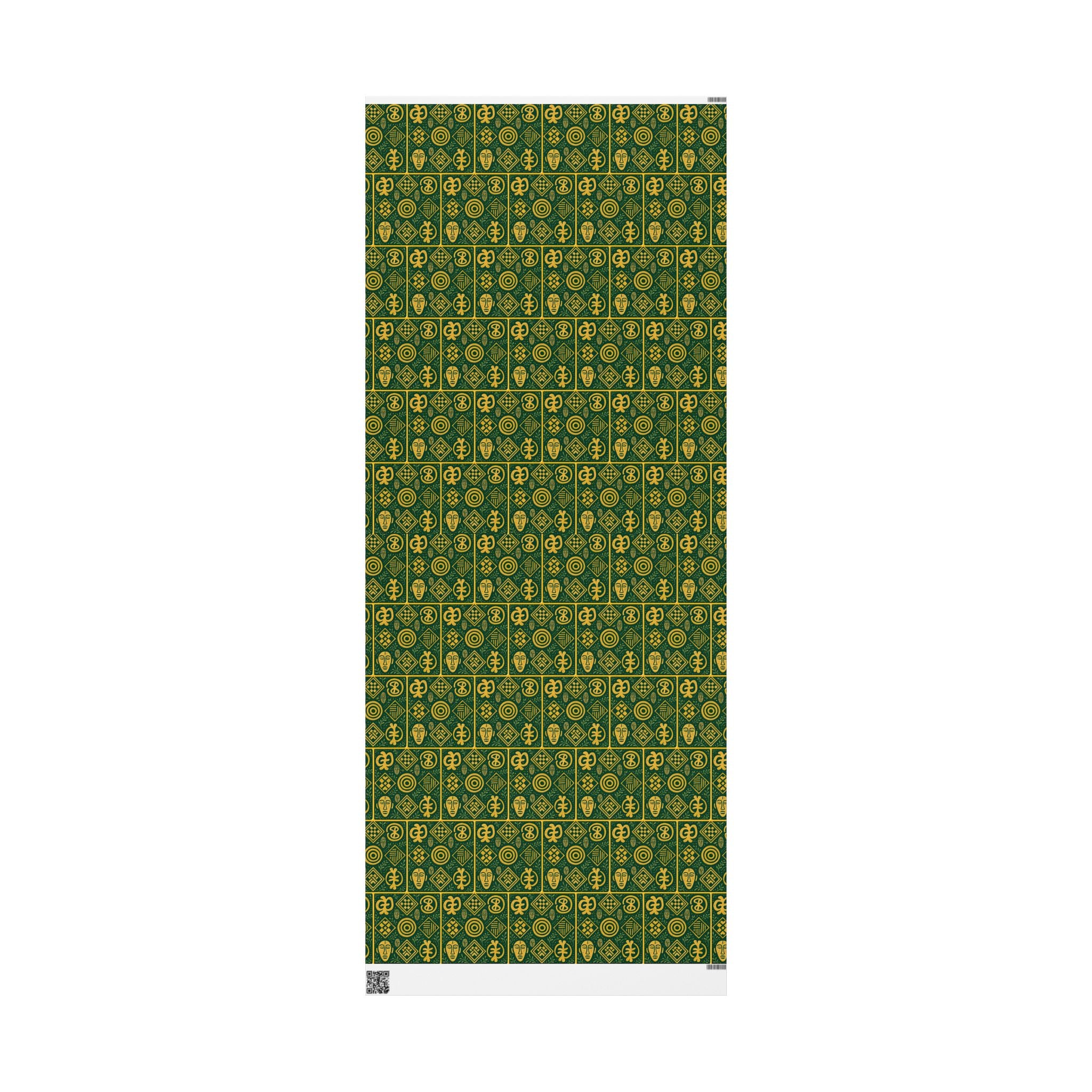 Green and Gold Adinkra Printed Wrapping Paper