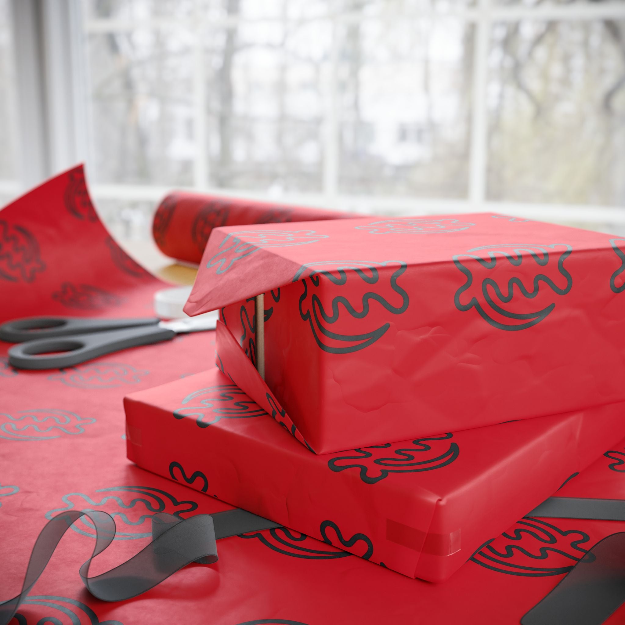 Adinkra Gye Nyame Red Wrapping Paper