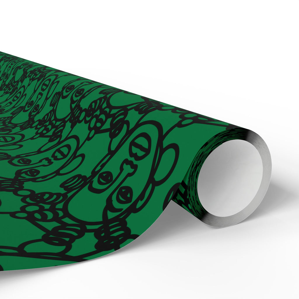 Bantu Crown - Green -Wrapping Paper, Holiday Gift Wrap