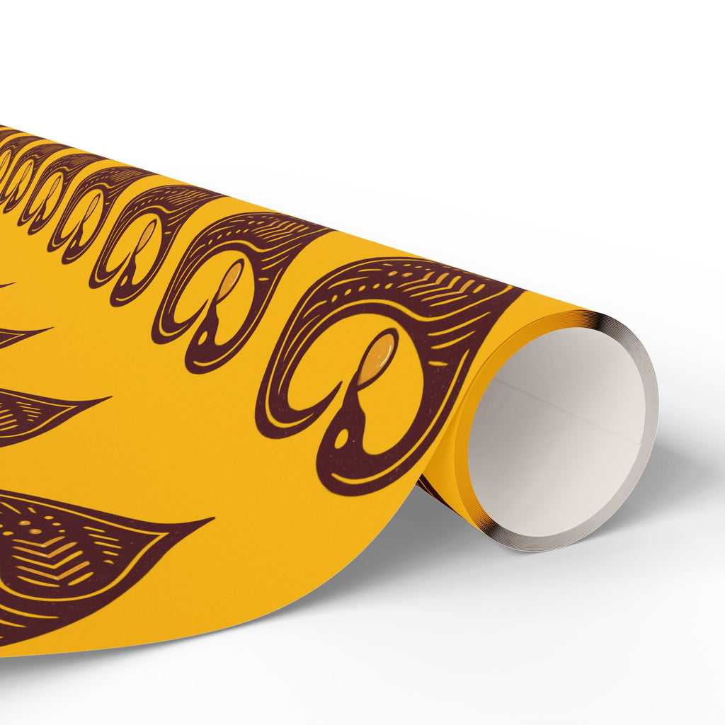 Adinkra Yellow Sankofa Heart Wrapping Paper