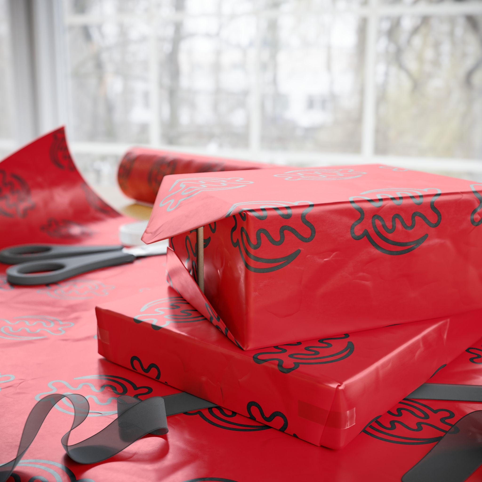 Adinkra Gye Nyame Red Wrapping Paper
