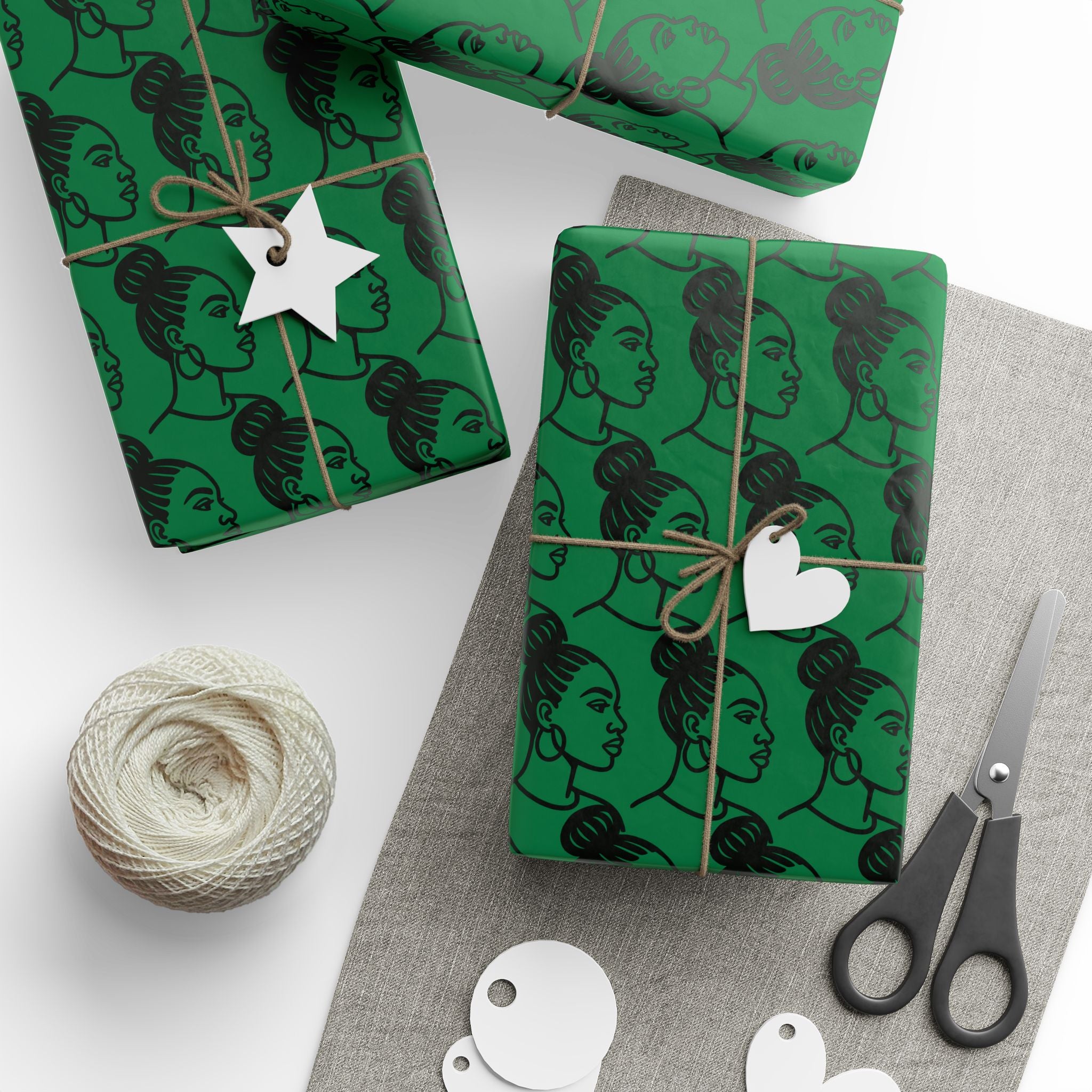 'High Bun' Green Wrapping Paper