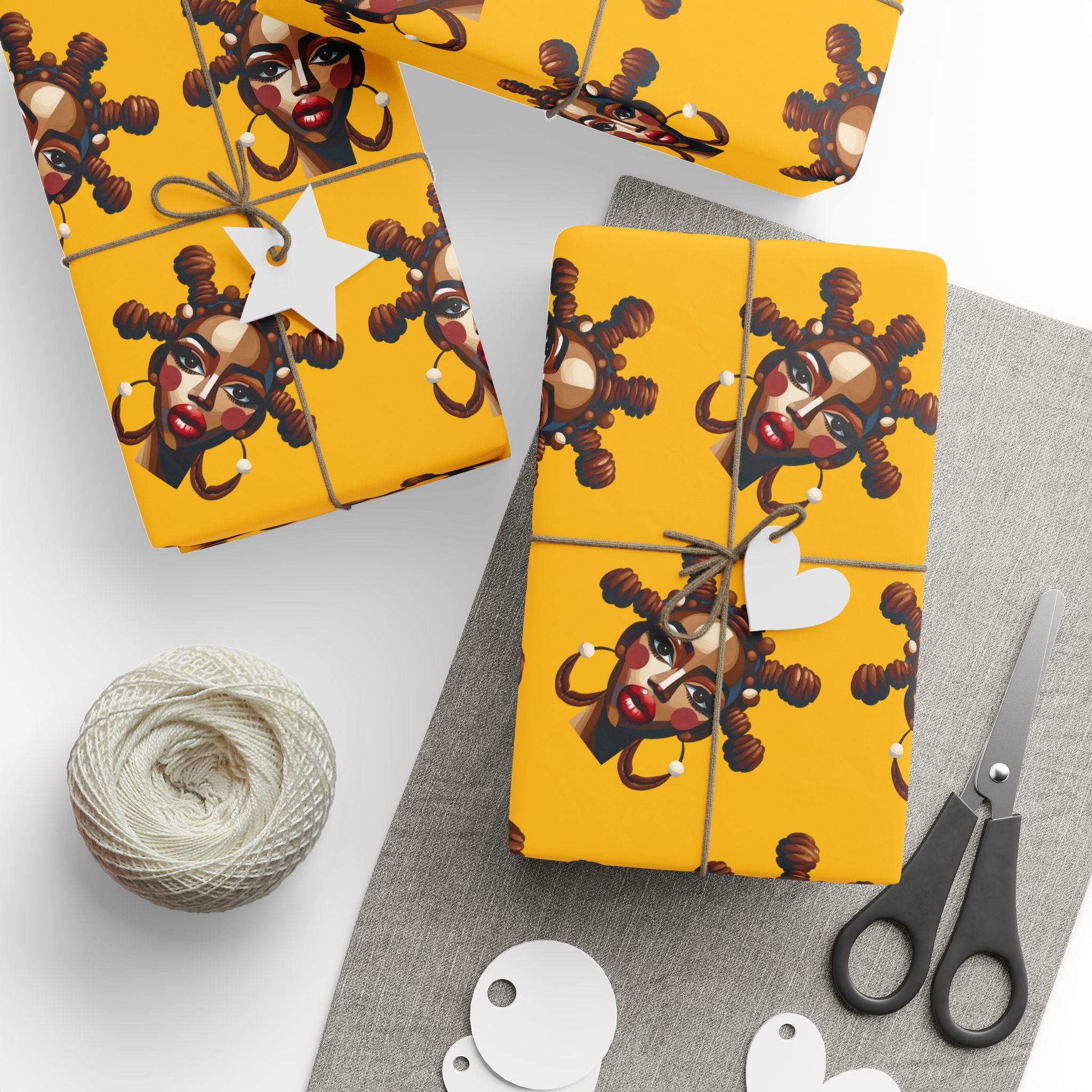 'Bantu' Yellow Gift Wrapping Paper Roll