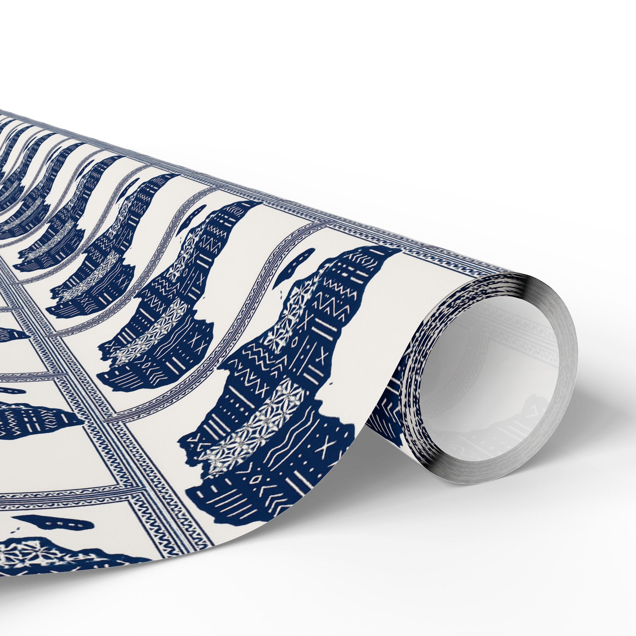 Africa Blue Printed Wrapping Paper