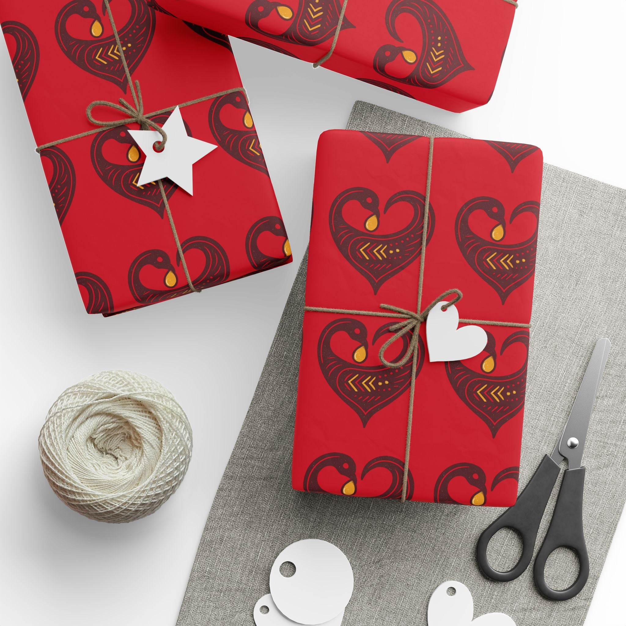 Adinkra Red Sankofa Heart Wrapping Paper