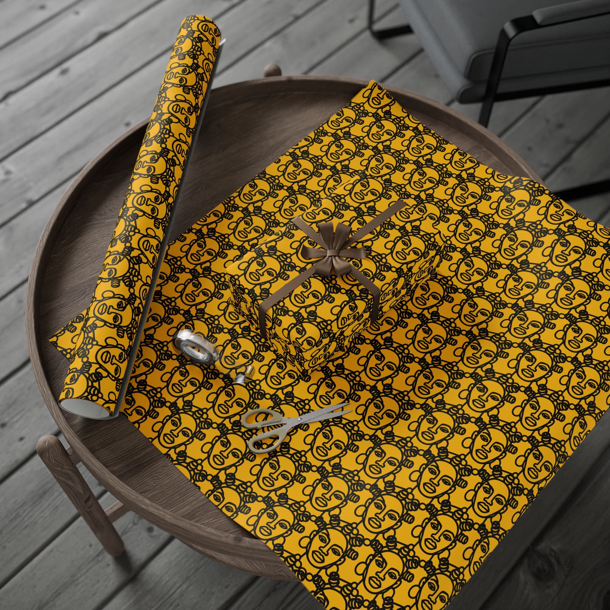 Bantu Crown - Yellow -Wrapping Paper, Holiday Gift Wrap
