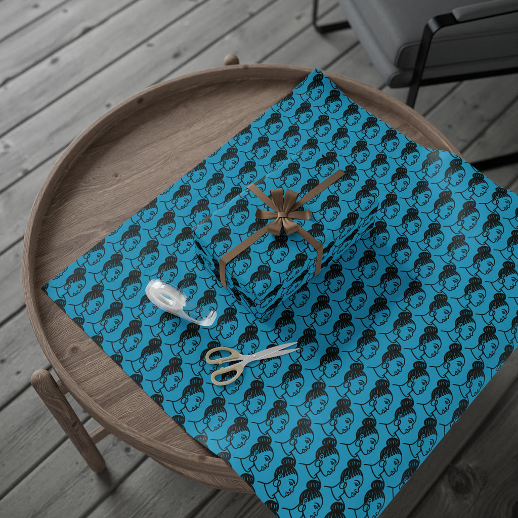 'High Bun' Blue Wrapping Paper