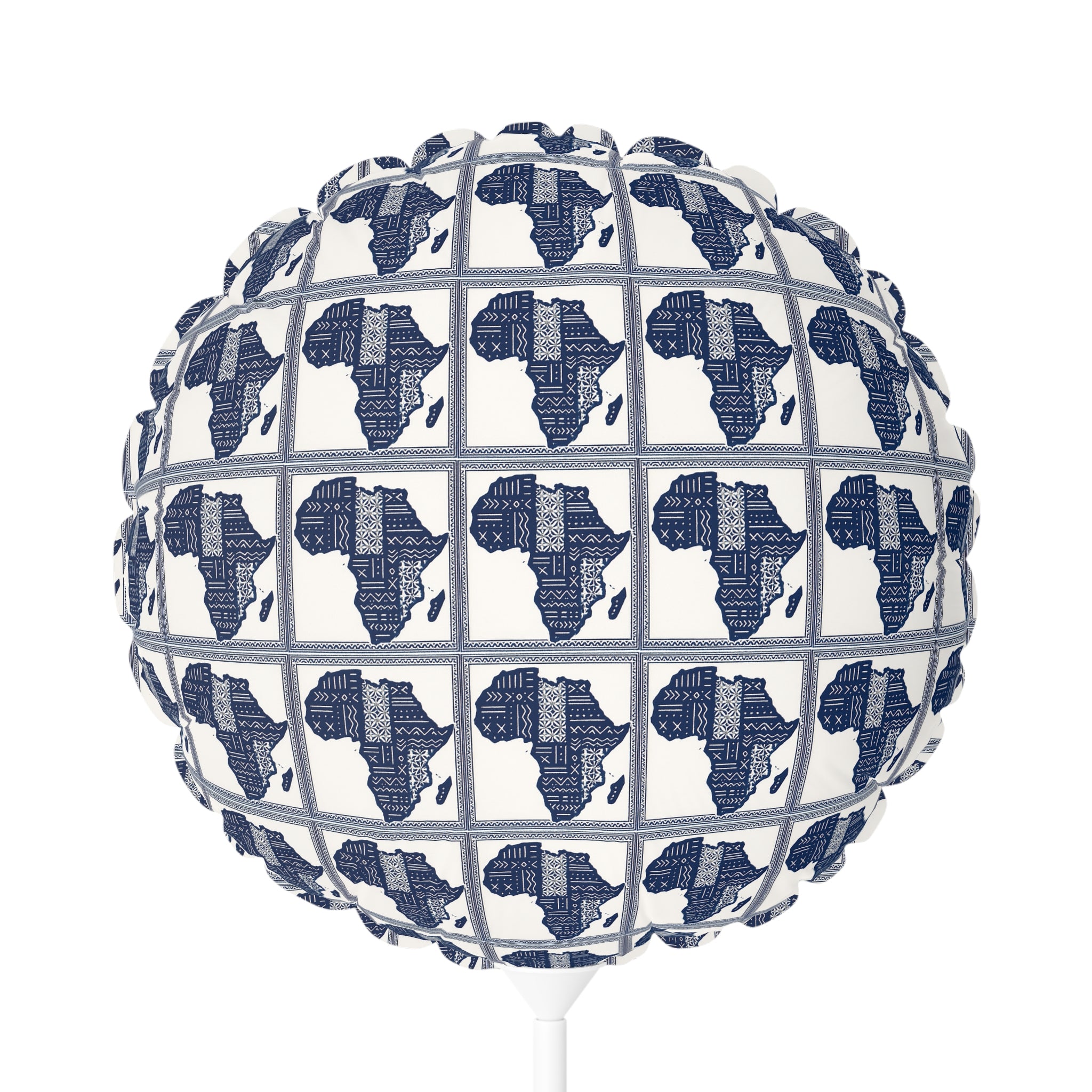 11" (Round) Decorative Balloon — Blue/White Africa Pattern