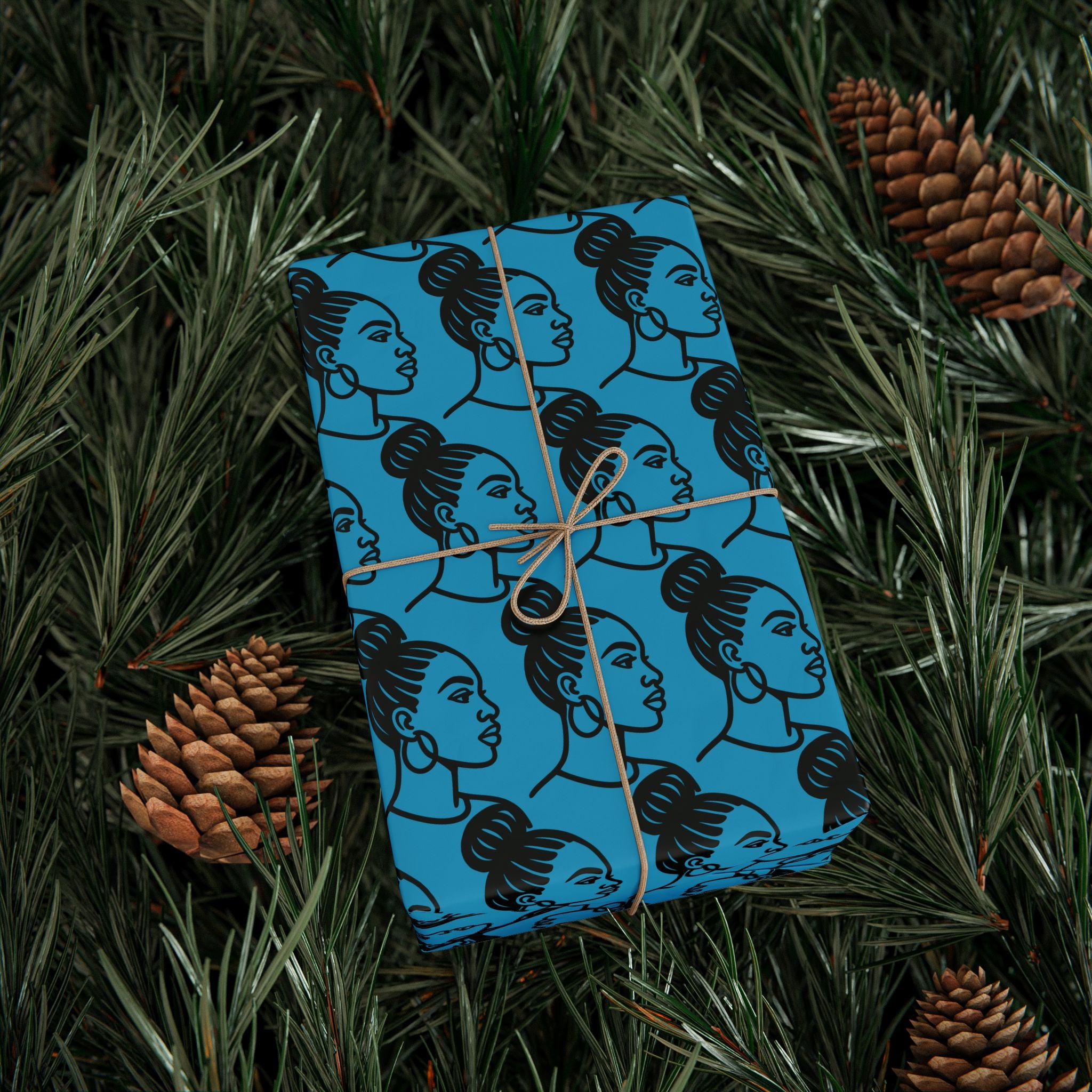 'High Bun' Blue Wrapping Paper