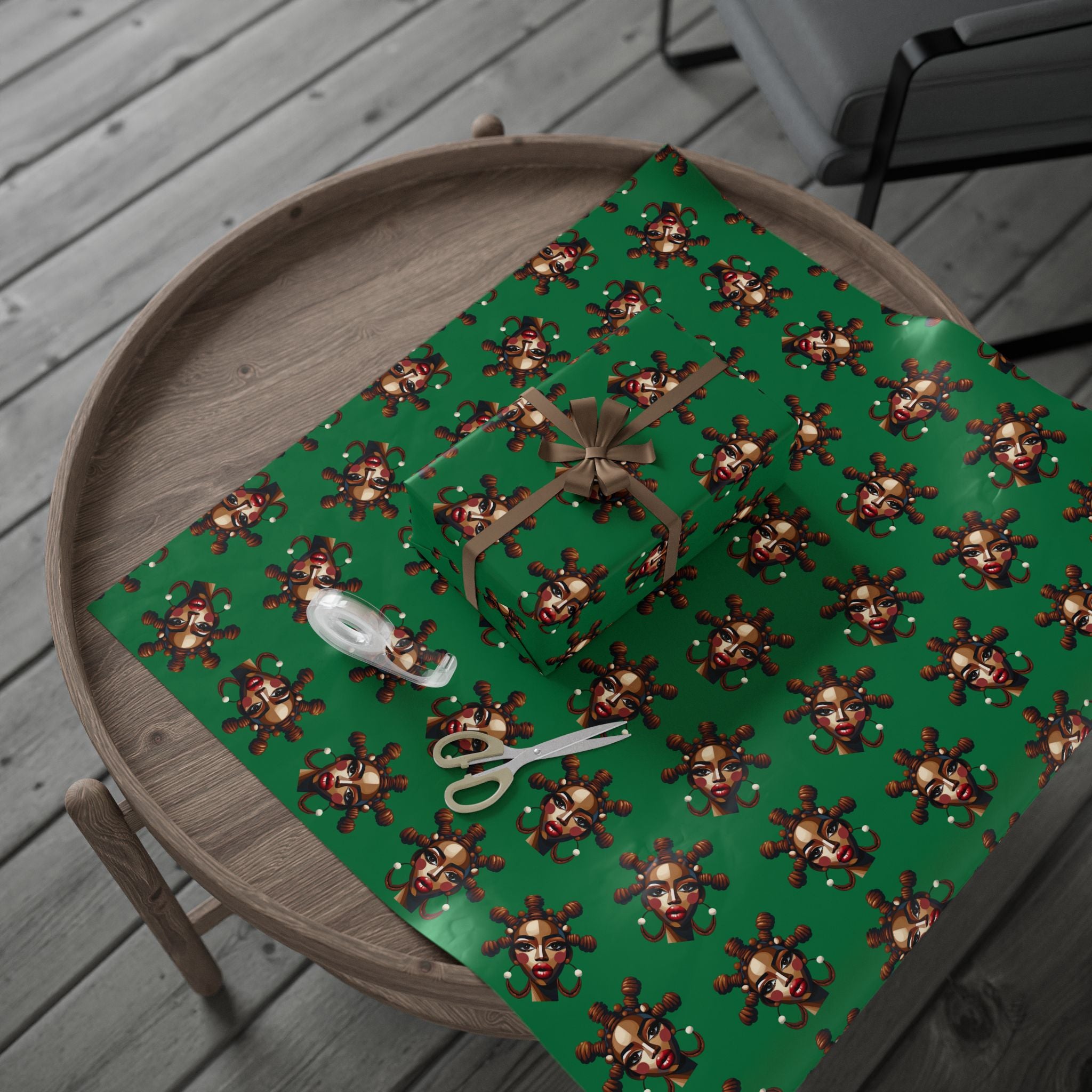 'Bantu' Green Gift Wrapping Paper Roll