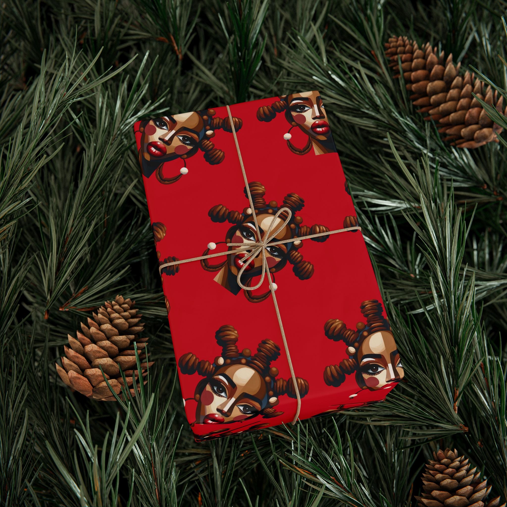 'Bantu' Red Gift Wrapping Paper Roll