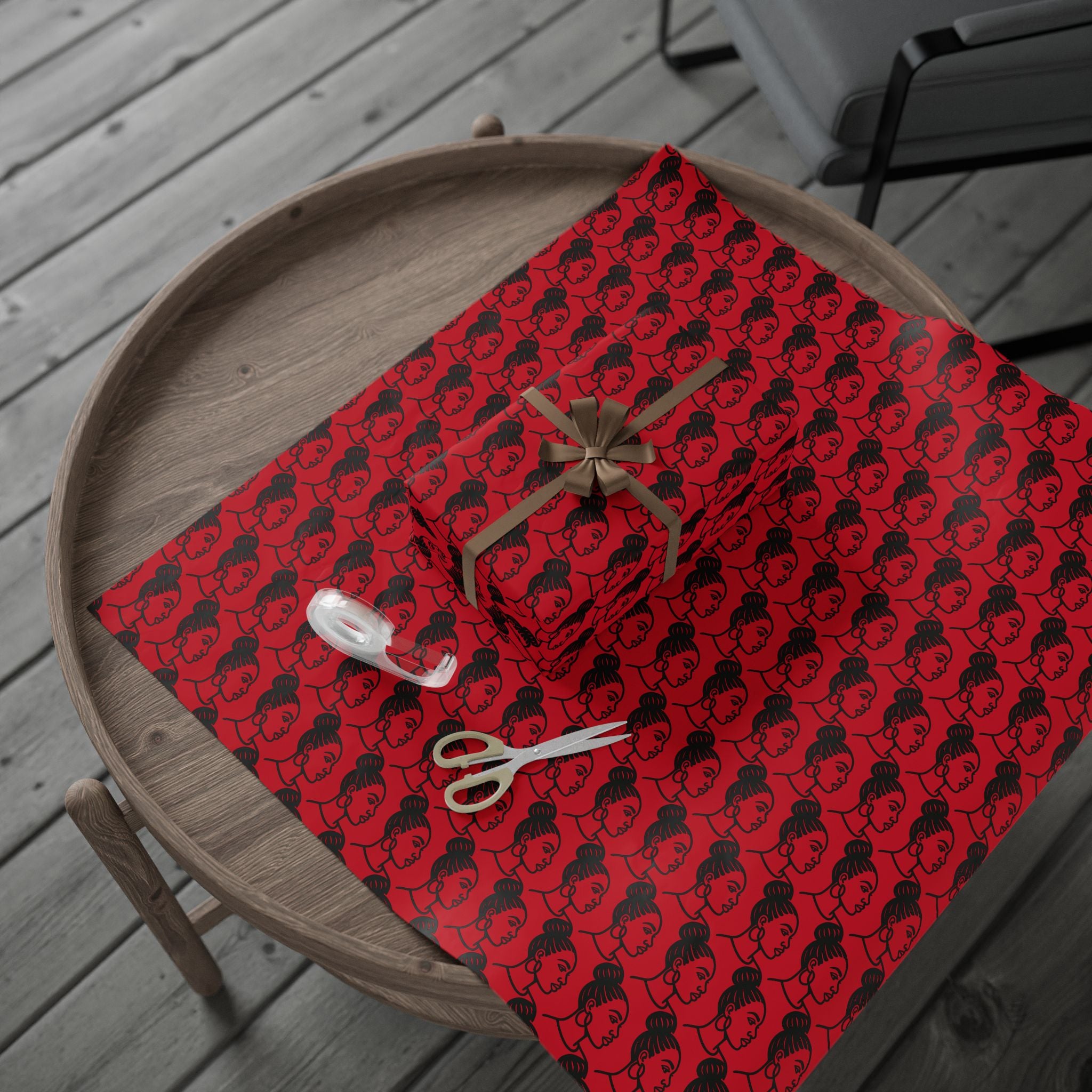 'High Bun' Red Wrapping Paper