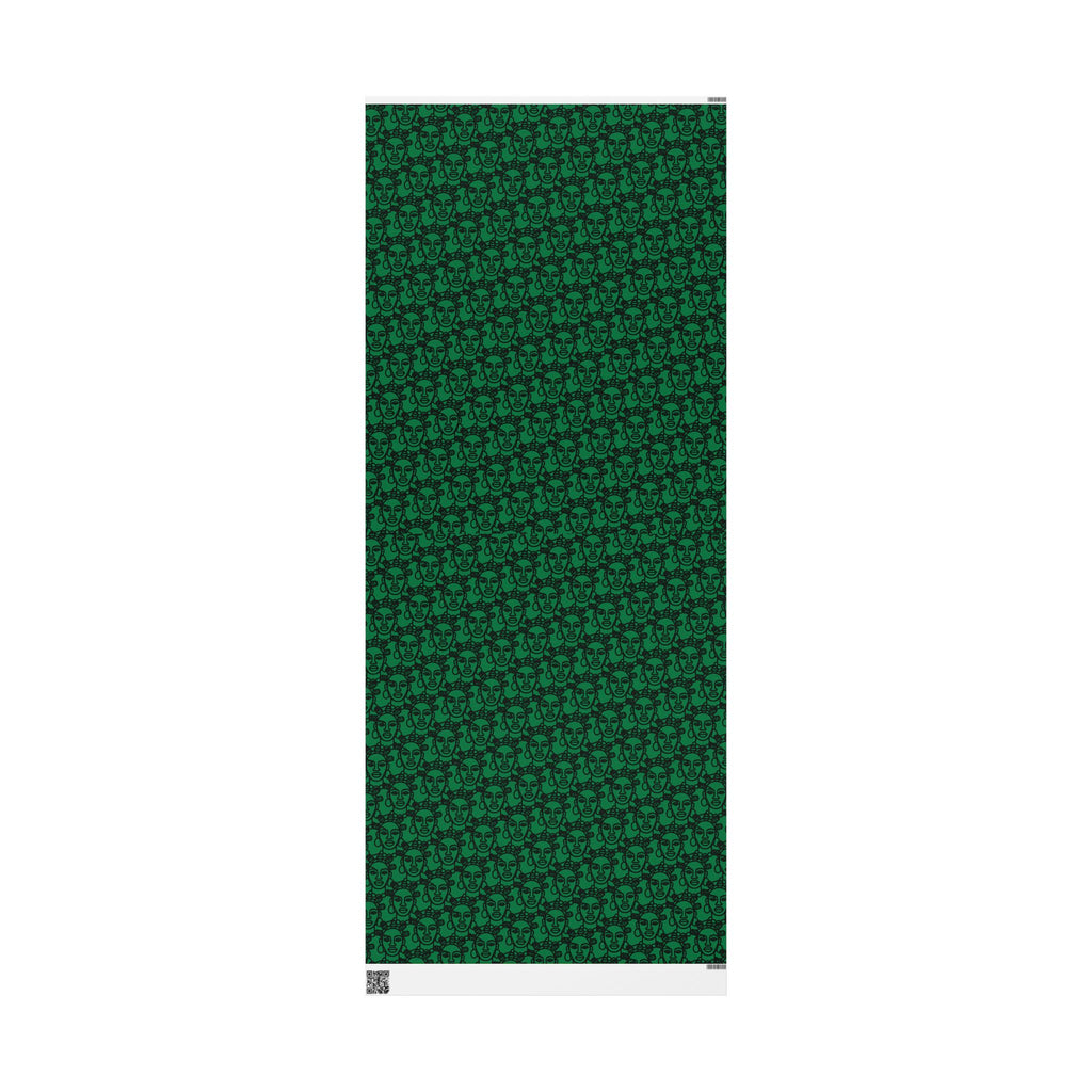 Bantu Crown - Green -Wrapping Paper, Holiday Gift Wrap