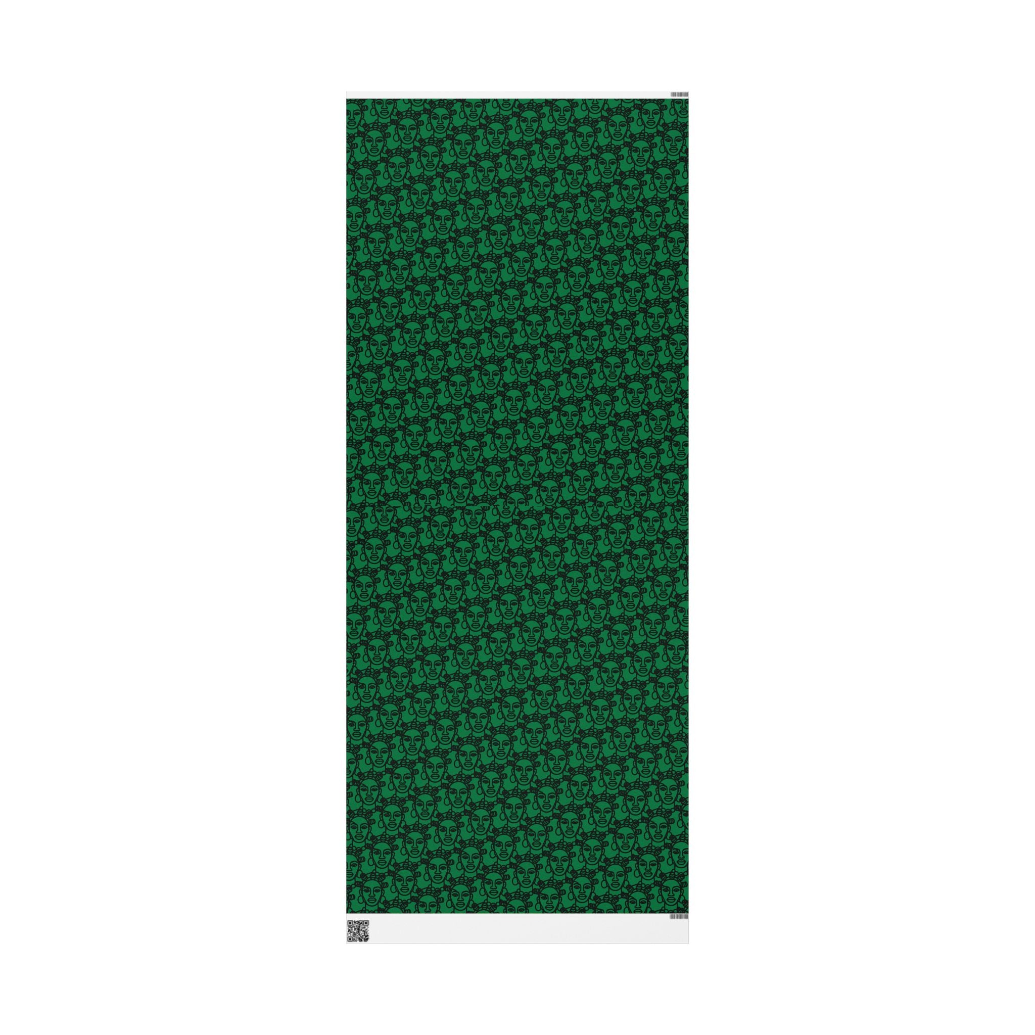 Bantu Crown - Green -Wrapping Paper, Holiday Gift Wrap