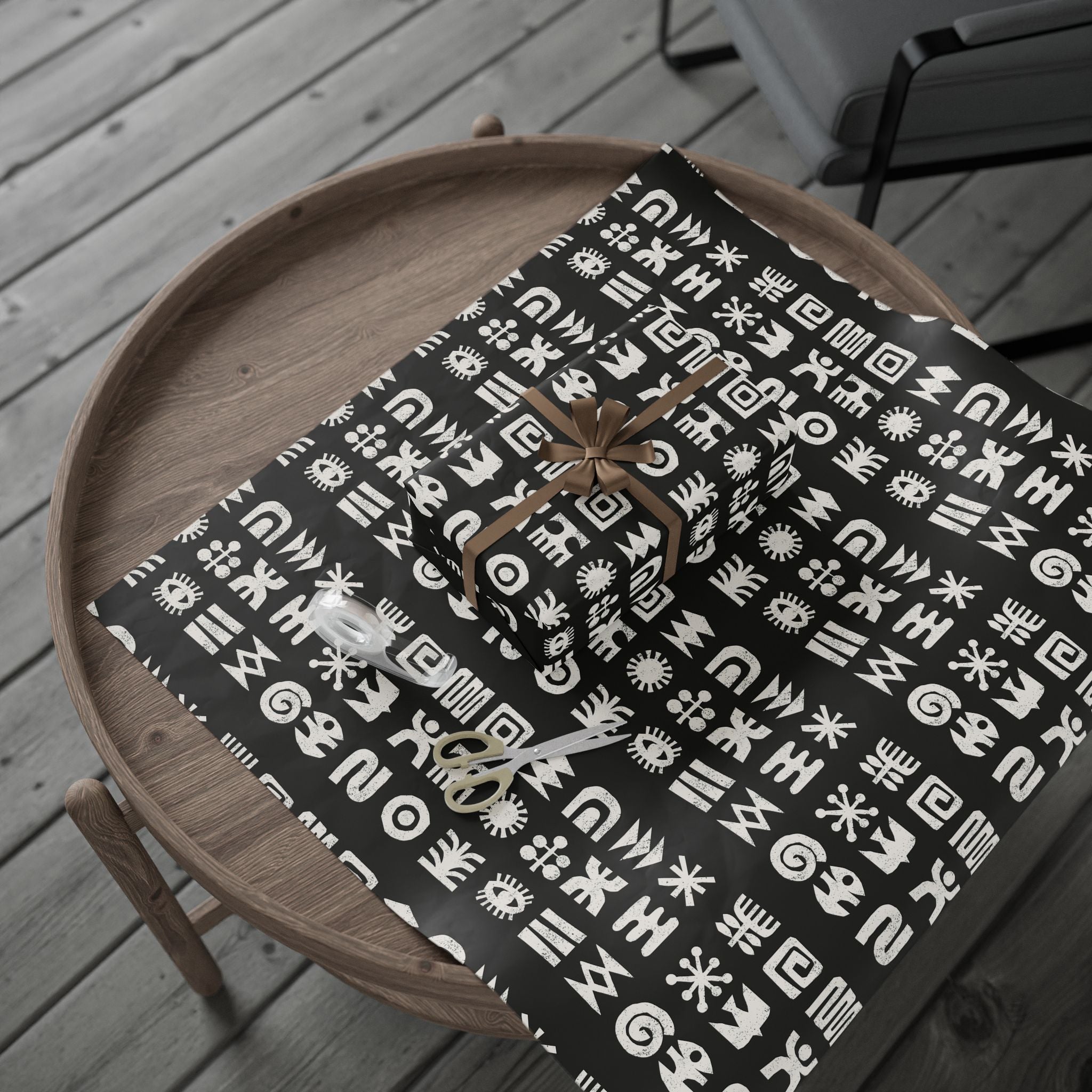 Adinkra Black & White Unique Wrapping Paper