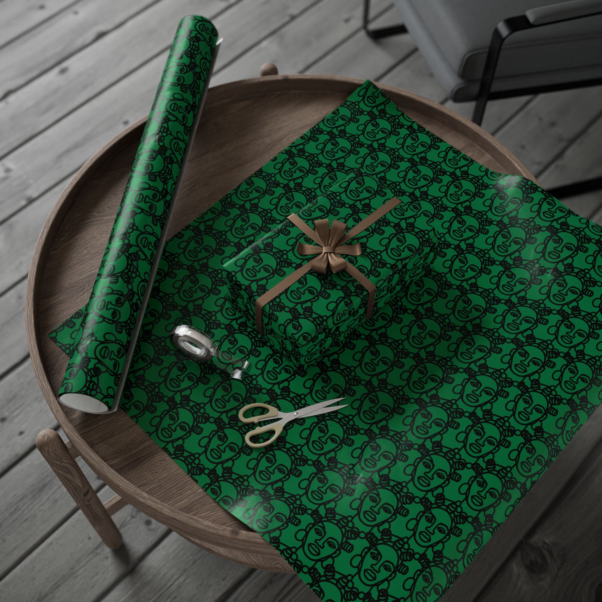 Bantu Crown - Green -Wrapping Paper, Holiday Gift Wrap