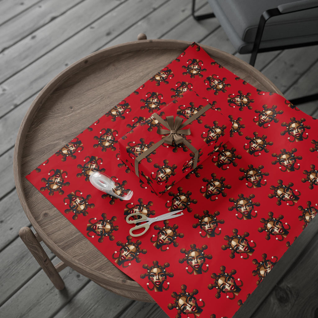 'Bantu' Red Gift Wrapping Paper Roll